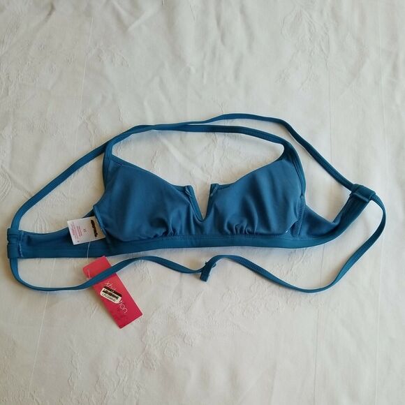 Xhilaration Juniors Bikini Top Size XS Blue V-Wire Bralette Bathing Suit Swim - Picture 5 of 7